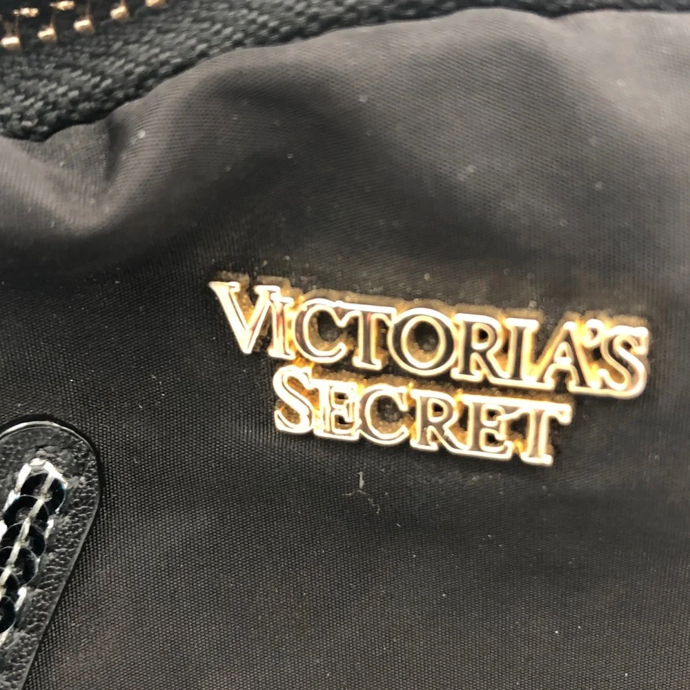 Victoria's Secret Black Backpack with Gold Embellishments Hearts & Wings - Picture 2 of 11